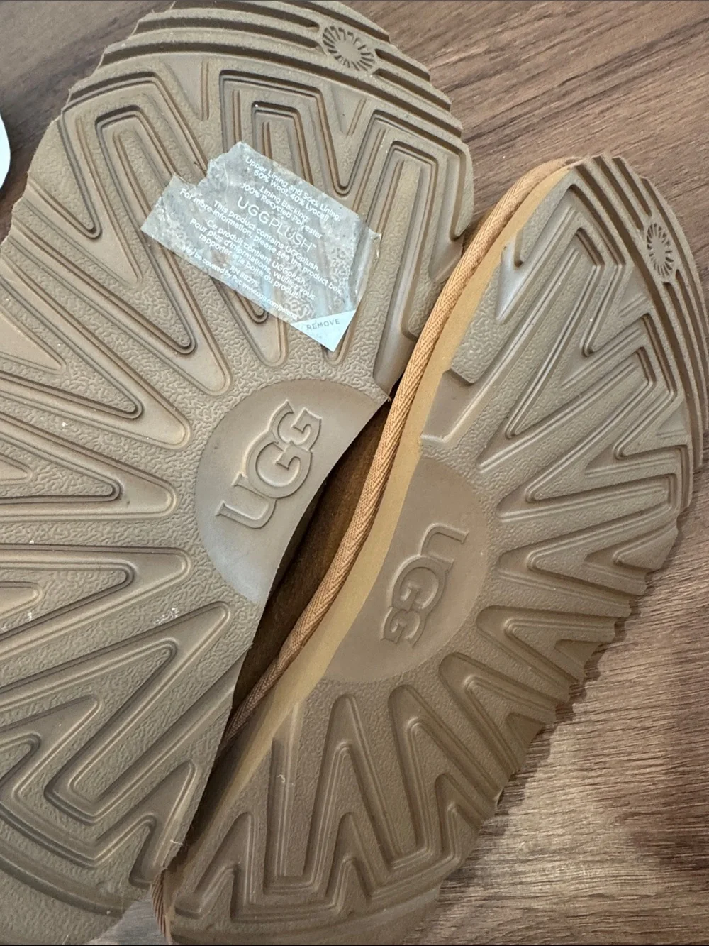 UGG Boys Chestnut Suede Slip-On Slippers with Braided Trim- like new
